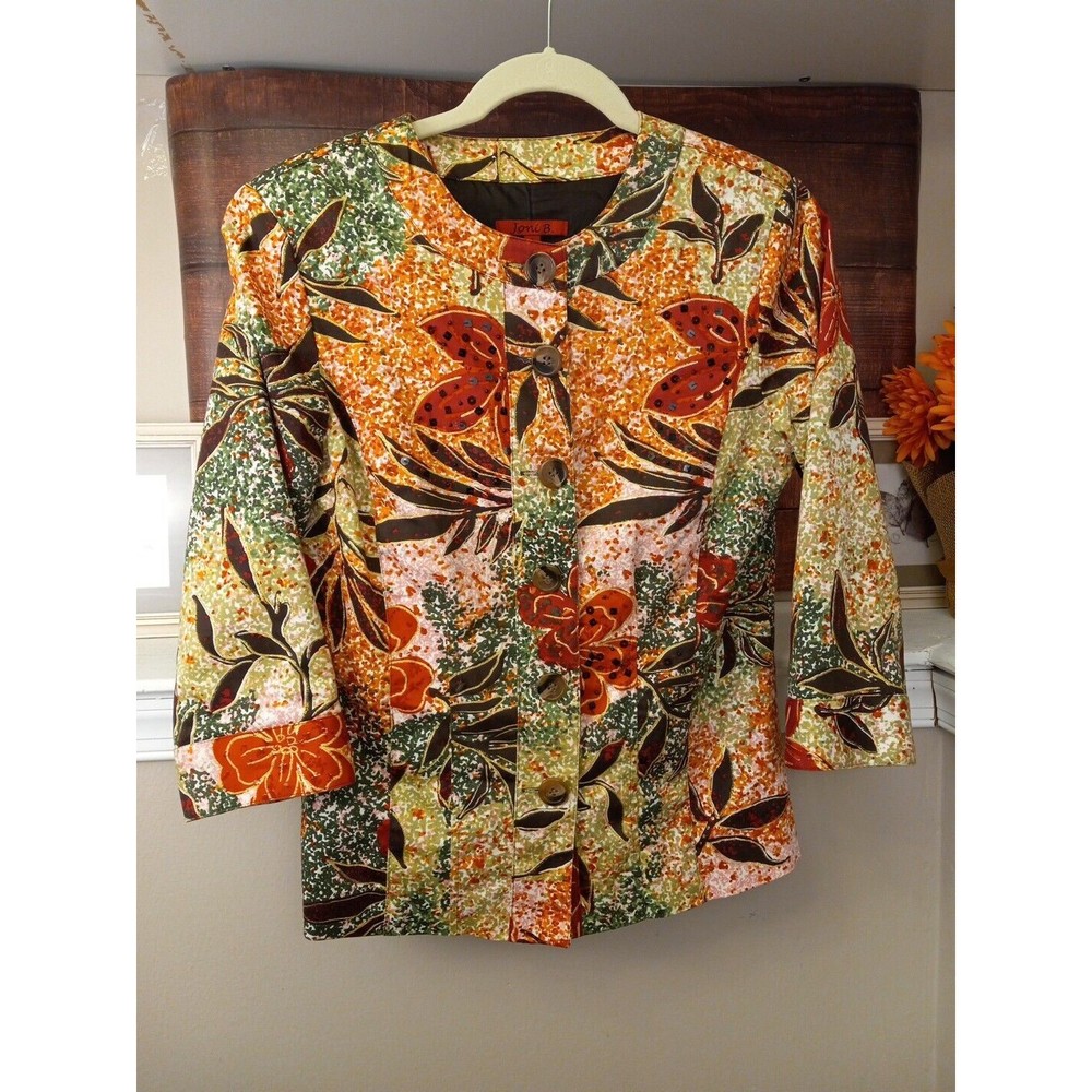 Joni B. Multicolored Floral Button‎ Down Jacket Size Small *